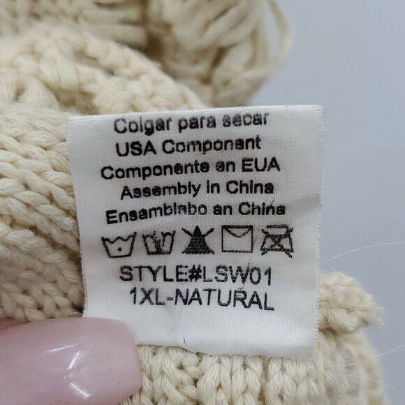 Lilian XL Women's Crochet Short Sleeve Open Knit Sweater Cream - Picture 9 of 17